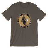 Iverson Classic logo with a camo print on a brown shirt
