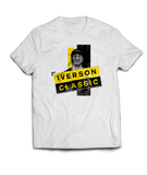 Yellow and Black Iverson portrait on a white shirt