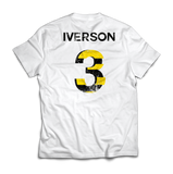 Back of the shirt features a yellow and black 3 and IVERSON in text