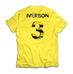 Back of yellow shirt features IVERSON name and number 3